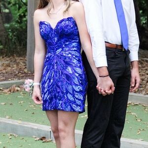Amarra Blue Strapless Homecoming Dress